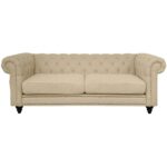 Velvet Sofa Deep Cream Tufted Upholstery Modern Couch - Image 5