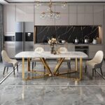 White and Gold Dining Table with Chairs
