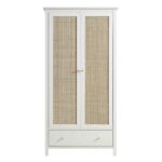 Frances Rattan Double Closet with 1 Drawer, White - Image 3