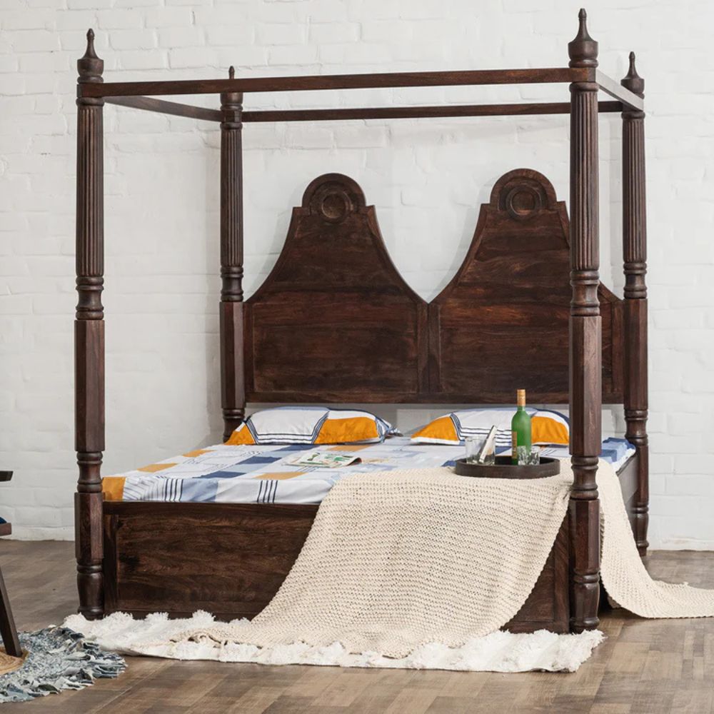 5-162-1.jpg Handcrafted Solid Wood Four Poster Bed - Image 1