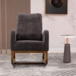 Mango Wood Fabric Rocking Chair - Image 7