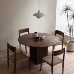 Handmade Round Top Square Leg Walnut Dining Table & Chairround dining table - Image 3