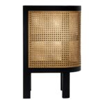 Antique Wood & Cane Bedside Table - Black Finish - Image 5