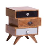 Wooden Artistic Solid Wood Bed Side Table - Image 2