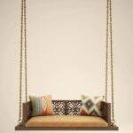 Indian Jhula in Walnut Finished Solid Wood & Brass Chain