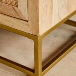 Wooden Home Decor Rattan Webbed Bedside Table - Image 5