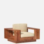 Mango Wood 1 Seater Sofa in Walnut Colour - Image 2