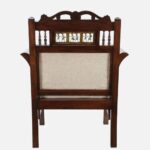 Mango Wood 1 Seater Sofa in Beige & Walnut Finish - Image 6