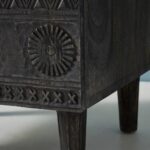 Wooden Carved Mango Wood Bed Side - Image 4