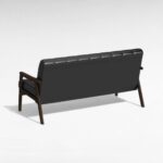 Wooden Black Leather Sofa - Image 3