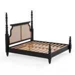 King Solid Wood Rattan Poster Bed - Image 2