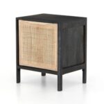 Wooden Curve Rattan Bedside Table - Image 2
