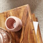 Wooden Handcrafted E Shape Unique End Table - Image 5