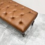 Wooden Artistic Faux Leather Bench - Image 4