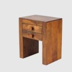 Handcrafted Wooden 2 Drawer Bedside Table Natural Mango Finish - Image 5