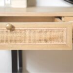 Wooden Artistic Teak Wood & Rattan, Iron Study Table - Image 4
