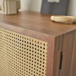 Wooden Cane 2 Door Natural Finish Sideboard Furniture - Image 5
