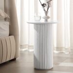 Maru Oak Round Side Table, Washed White