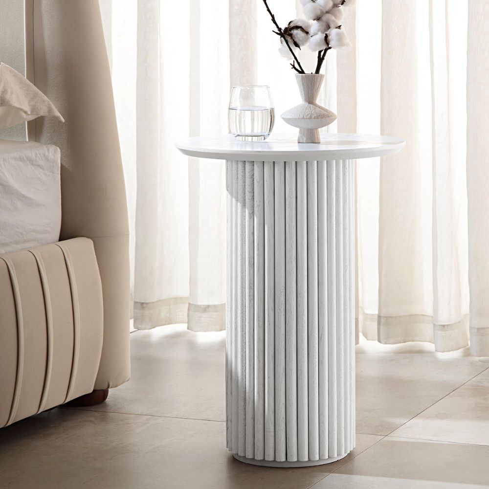 5-58-1.jpg Maru Oak Round Side Table, Washed White - Image 1