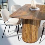 Emory Round Legs Long Wood Dining Table - Image 4