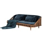 Wooden Artistic Velvet Calm Sofa - Image 2
