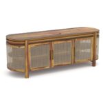 Handcrafted Wooden Tv Cabinet – Natural Sheesham Finish - Image 3
