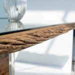 Railway Wood with Glass Top Dining Table - Image 7