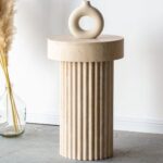 Milan Fluted Travertine Plinth with a Thick Round Top