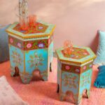 Hand Painted Mango Wood End Table - Image 2