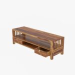 Modern Aesthetic Light Finished Wooden Handmade TV Stand - Image 4