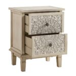 Whitewashed Carved 2 Drawer Nightstand - Image 10