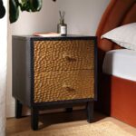 Bianca Chip Carved Nightstand, Antique Bronze & Black - Image 2