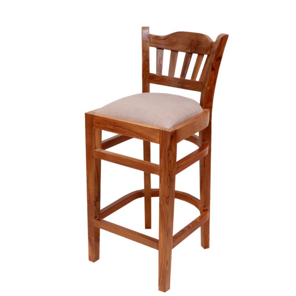 5-96-1.jpg Wooden bar height chair with curvy design - Image 1