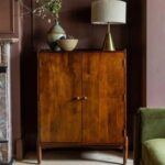 Wooden Artistic Mango Bar Cabinet - Teak Finish