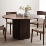 Handmade Round Top Square Leg Walnut Dining Table & Chairround dining table - Image 2