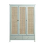Frances Rattan Triple Closet with 2 Drawers, Mint - Image 4