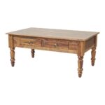 Two Drawer Coffee Table Teak Finish - Image 5