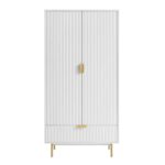 Richmond Ridged Double Closet with Drawer, Matte White - Image 7