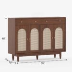 Wooden 2-Door Storage Sideboard with Cane 2 Drawer - Image 6
