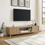 Wooden Reeded 2-Door TV Stand