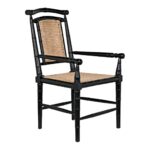 Handcrafted Wooden Cane Black Chair - Image 3