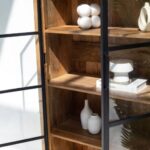 Industrial Wooden Display Cabinet with Black Metal Doors - Image 4