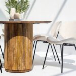 Emory Round Legs Long Wood Dining Table - Image 5