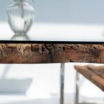 Railway Wood with Glass Top Dining Table - Image 6