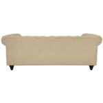 Velvet Sofa Deep Cream Tufted Upholstery Modern Couch - Image 6