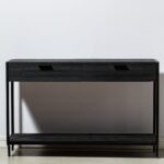 Black Two Drawer Wooden Console - Image 5