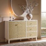 Chantilly Chip Carved 2-Door 3-Drawer Sideboard, Sand Beige & Ivory - Image 2
