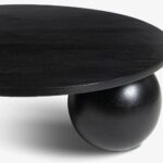 Handcrafted Round Mango Wooden Coffee Table - Black Finish - Image 2