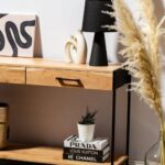 Industrial Two Drawer Wooden Desk Console - Image 3