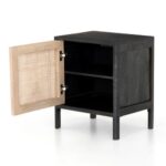 Wooden Curve Rattan Bedside Table - Image 6
